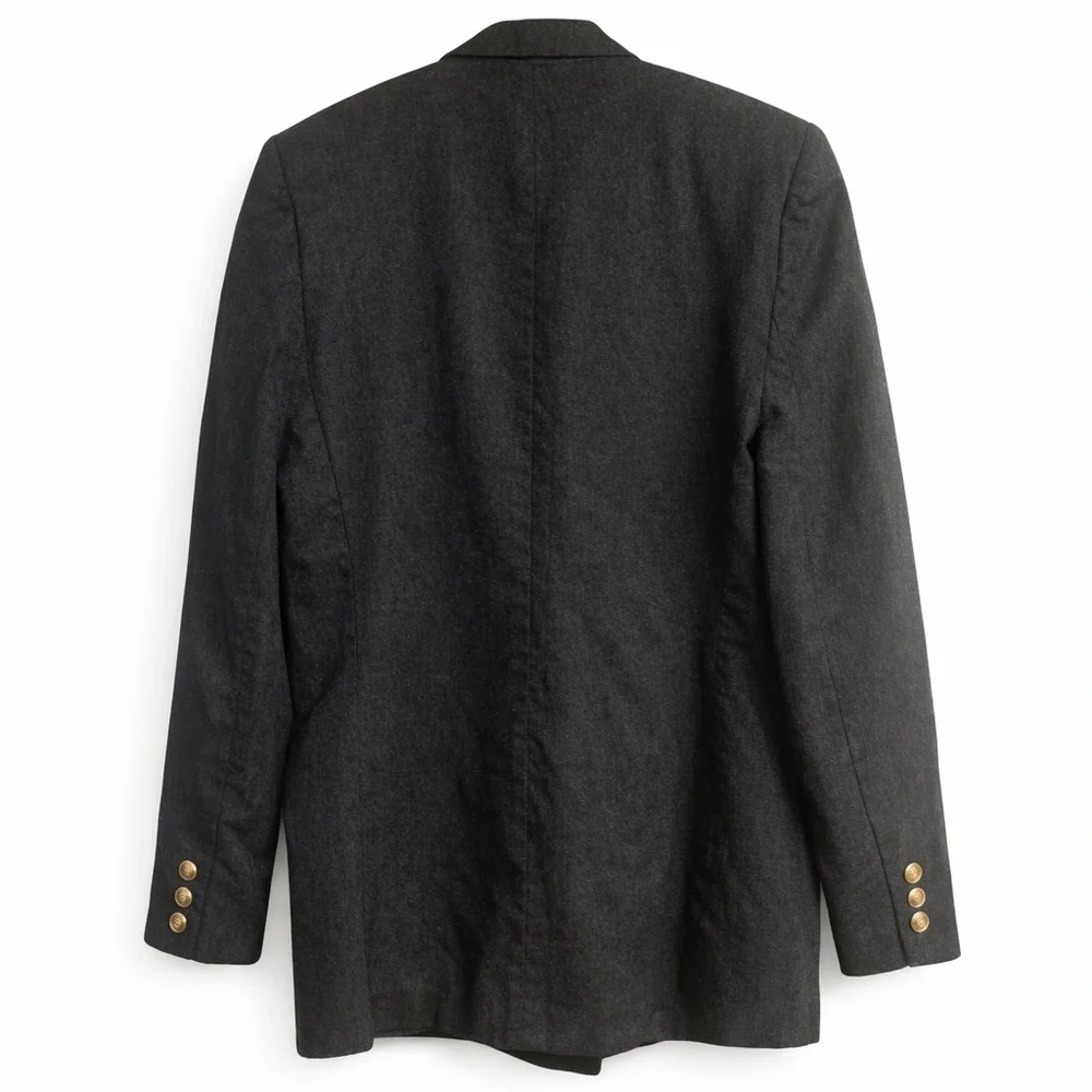 Talbots Charcoal Gray Tuxedo Blazer Jacket Size 8 Gold Button Classic - Picture 2 of 3